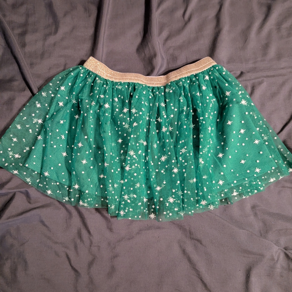 Girl's Skirt, Size 2t. Sparkling Green Starry Kids Skirt